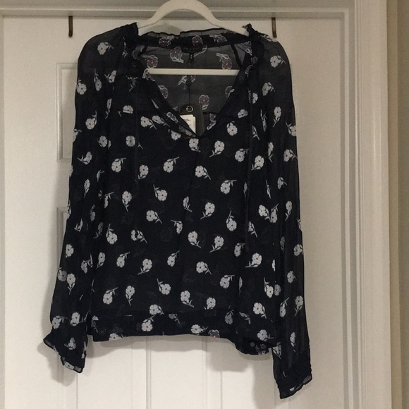rag & bone Tops - Rag and Bone Navy Floral Print Women's Top NWT